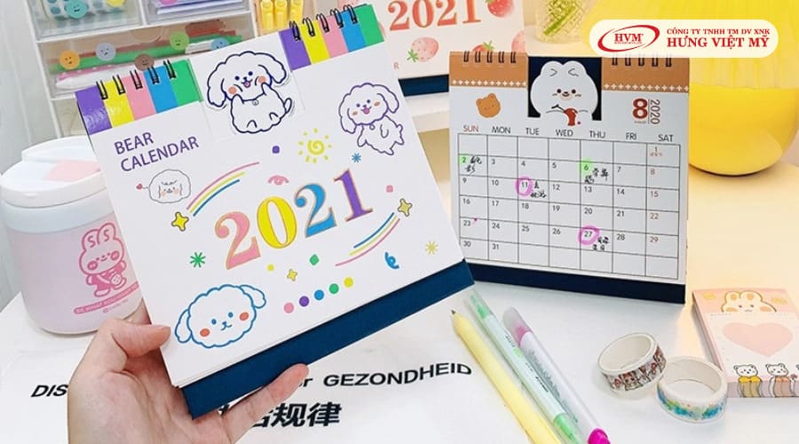 Mẫu mockup lịch để bàn dễ thương, cute