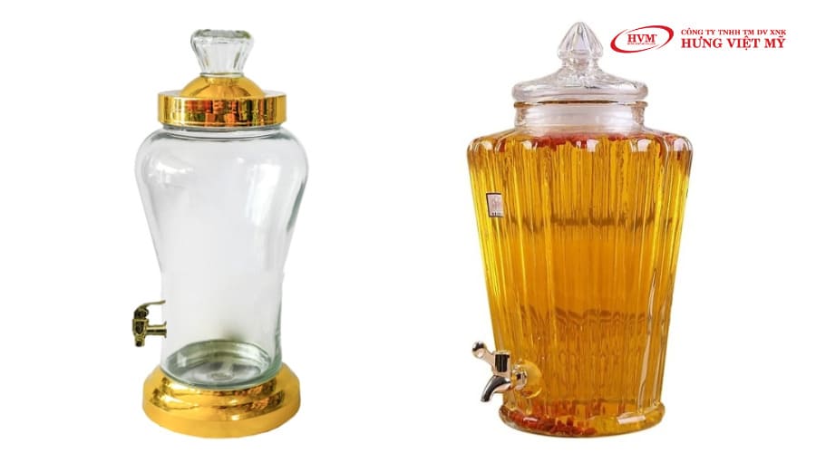 Bình thủy tinh ngâm rượu tích hợp vòi rót