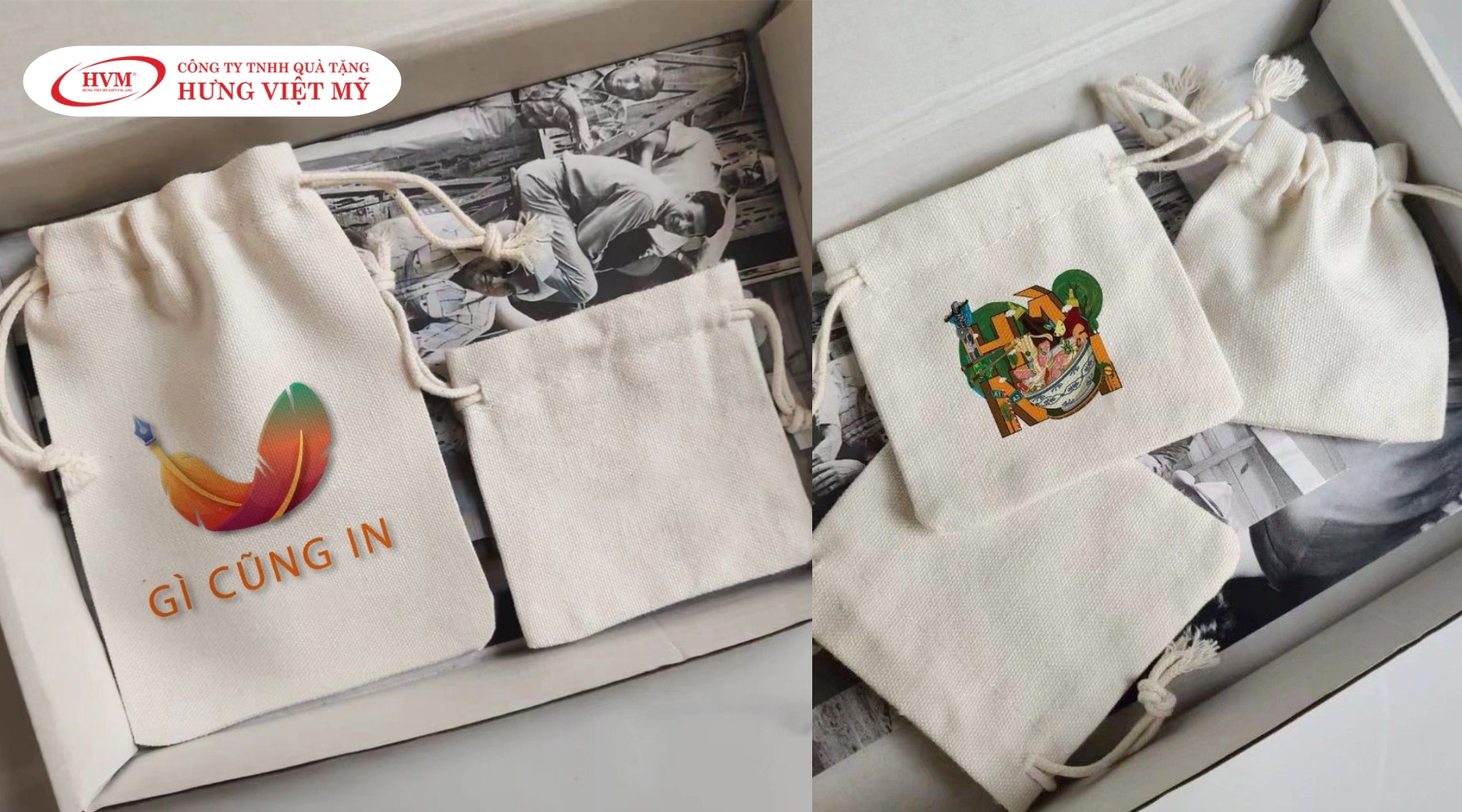 In túi canvas theo yêu cầu có dây rút