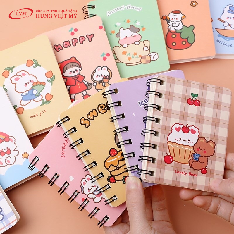 Sổ tay lò xo cute in hình ngộ nghĩnh, dễ thương