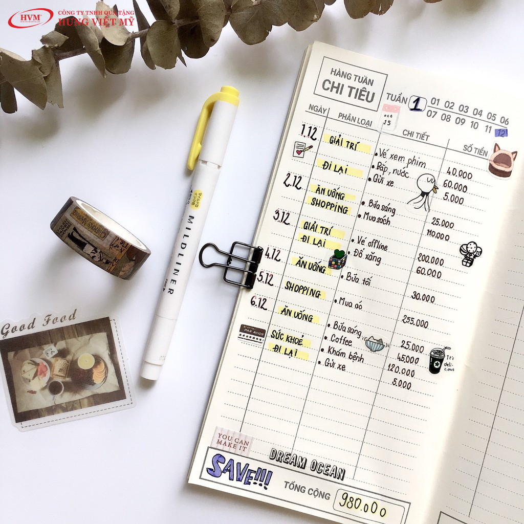 Hoàn thiện và trang trí sổ tay thu chi