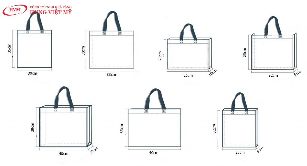 Bảng thông số chuẩn kích thước túi vải không dệt