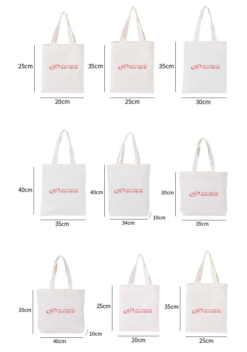 Cá nhân hóa kích thước khi in túi tote theo yêu cầu