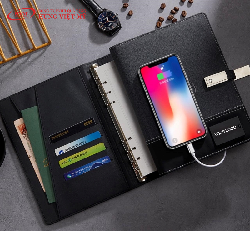 Mẫu sổ sạc đa năng in logo theo yêu cầu phổ biến hiện nay