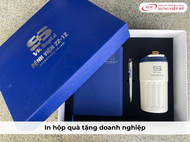 Mẫu in hộp quà tặng doanh nghiệp in logo sắc nét, giúp tăng tính nhận diện thương hiệu tại Hưng Việt Mỹ
