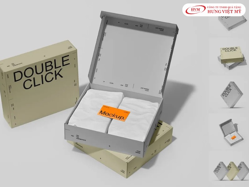 Mẫu hộp giấy carton cứng cáp giúp cố định form dáng quần áo khi giao hàng.