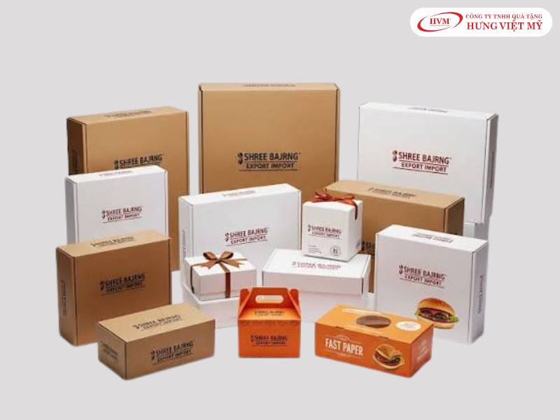 Vỏ hộp giấy Kraft xếp đáy chống thấm dầu chuyên dụng đóng gói các loại thức ăn nhanh.