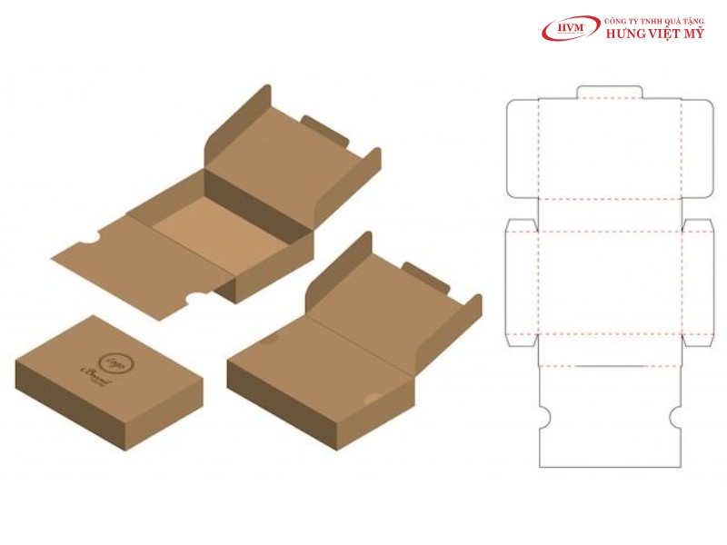 Hộp giấy nắp gài khóa đáy sau khi cấn bế đạt độ kín kẽ, phom dáng cứng cáp và chịu lực tốt.