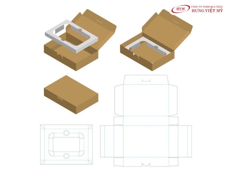 Mẫu mô hình hộp giấy nắp gài chắc chắn, form hộp vuông vức