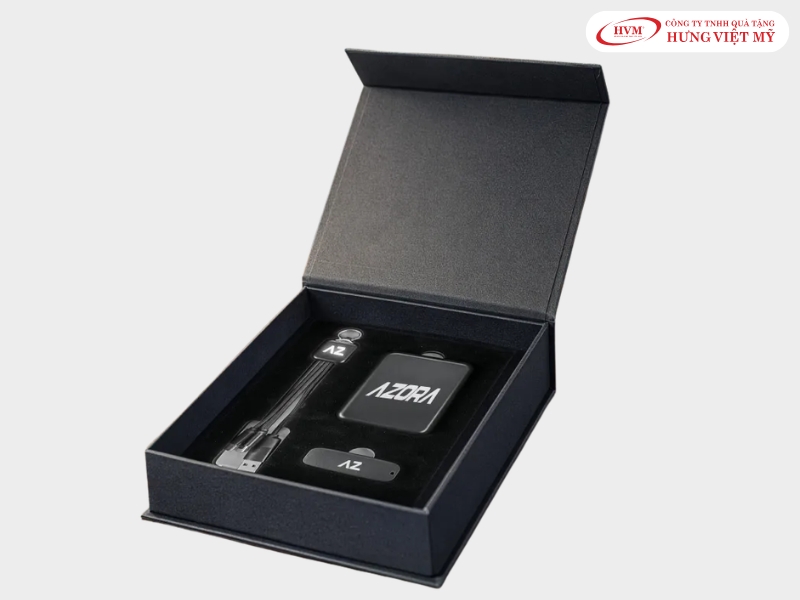 Thiết kế hộp giấy nam châm hiện đại đựng tai nghe bluetooth và thiết bị điện tử thông minh.
