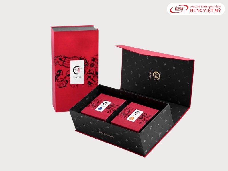 Mẫu in hộp đựng trà nắp nam châm gập liền khối từ carton lạnh dầy dặn.