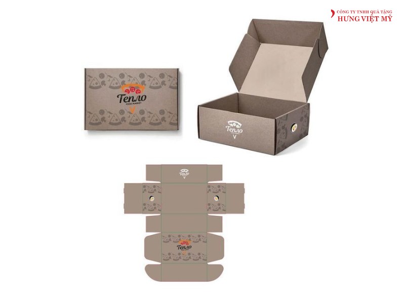 Hộp giấy đựng quần áo chất liệu Kraft với thiết kế tối giản, in một đến hai màu.