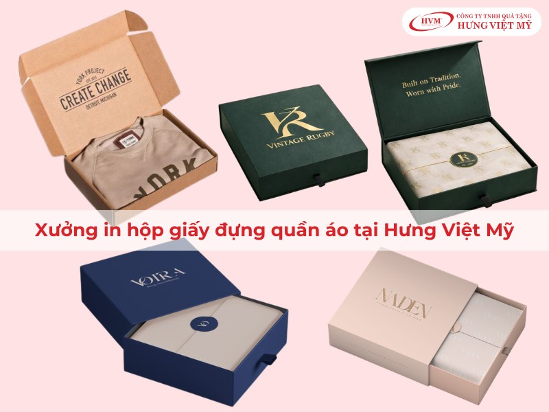 Xưởng sản xuất hộp giấy đựng quần áo trực tiếp tại Hưng Việt Mỹ