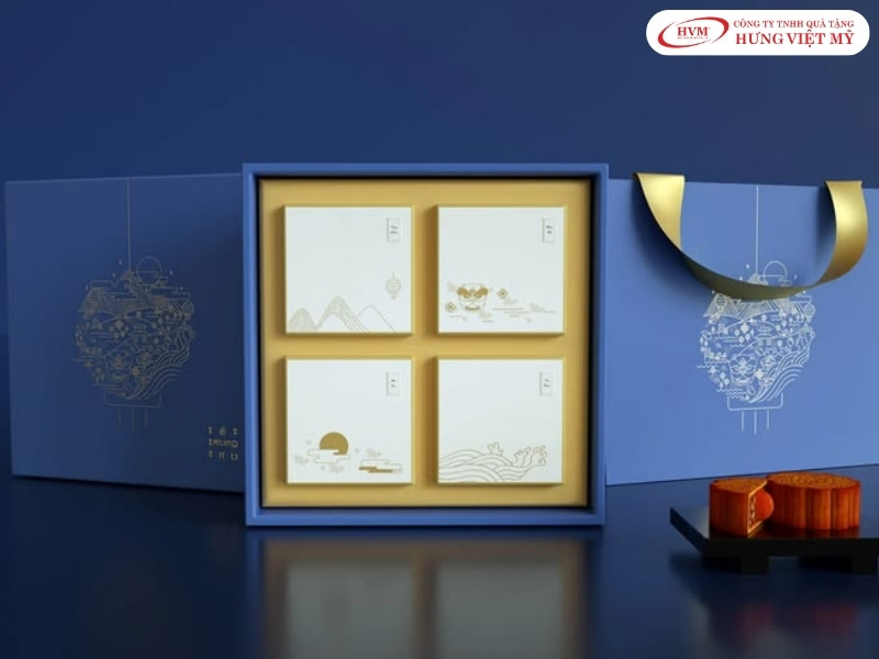 Mẫu hộp đựng bánh trung thu âm dương 4 bánh bồi carton lạnh sang trọng
