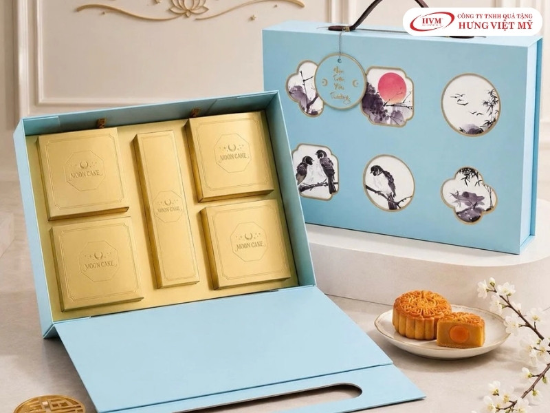 Vỏ hộp đựng bánh trung thu nắp nam châm kèm quai xách