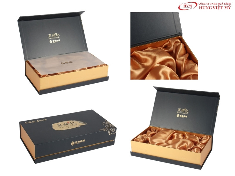 Hộp quà yến nam châm in logo doanh nghiệp kèm lót nhung sang trọng