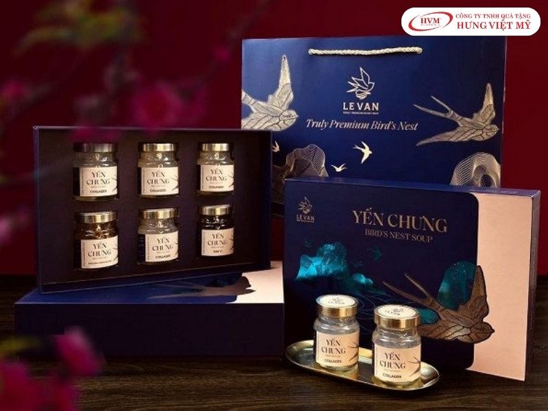 Mẫu hộp cứng yến sào nắp rời ép kim logo nổi bật.
