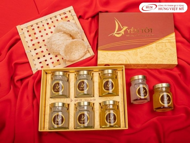 Hộp đựng yến sào âm dương nắp trùm cao cấp bồi giấy mỹ thuật.