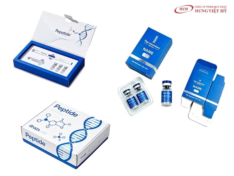 In vỏ hộp thuốc bổ dạng combo kết hợp túi giấy làm quà tặng sức khỏe doanh nghiệp trang trọng.