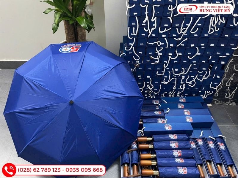 Ô dù cầm tay gấp tự động chống tia UV làm quà tặng quảng cáo 20/10 tiện ích.