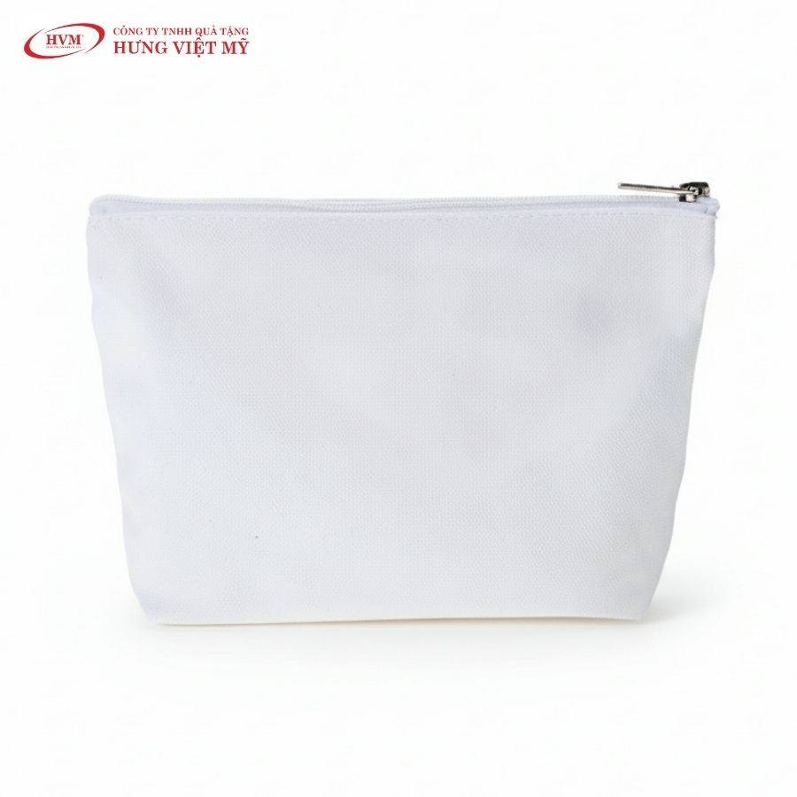 Túi vải canvas đựng mỹ phẩm màu trắng form đứng có đáy