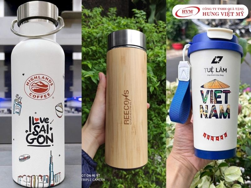 Bình giữ nhiệt inox in logo doanh nghiệp làm quà tặng đối tác sản xuất tại Hưng Việt Mỹ