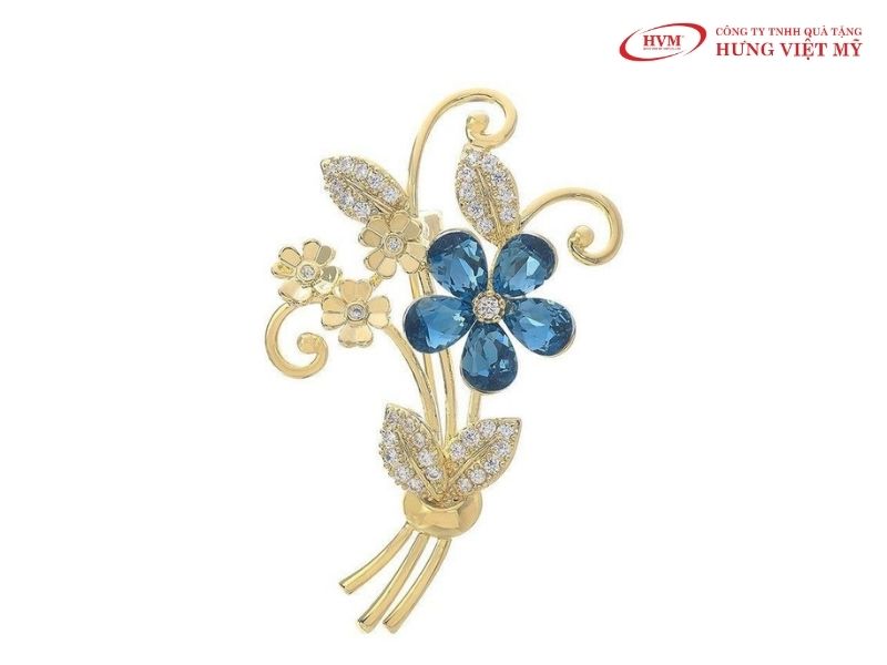 Hoa cài áo mạ vàng đính đá tặng nữ lãnh đạo, đối tác nữ