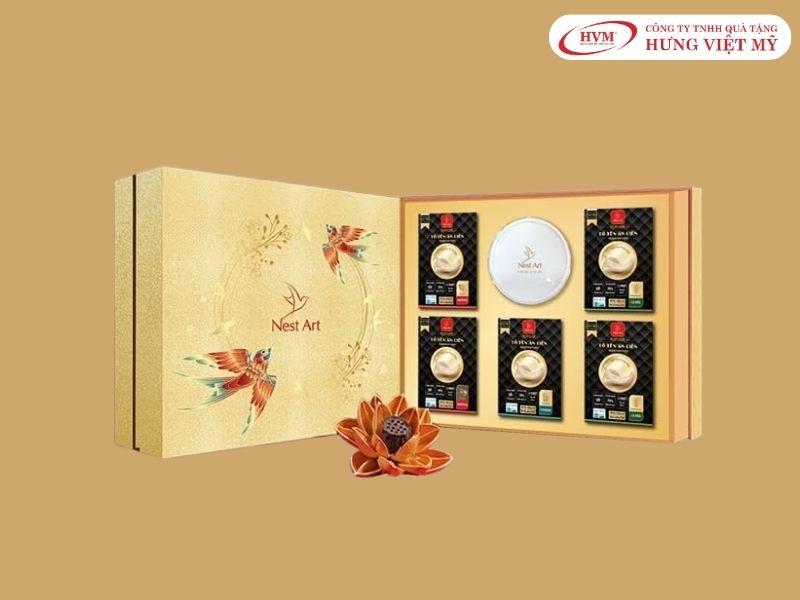 Set quà yến sào đóng hộp sơn mài làm quà tặng khách hàng cao cấp