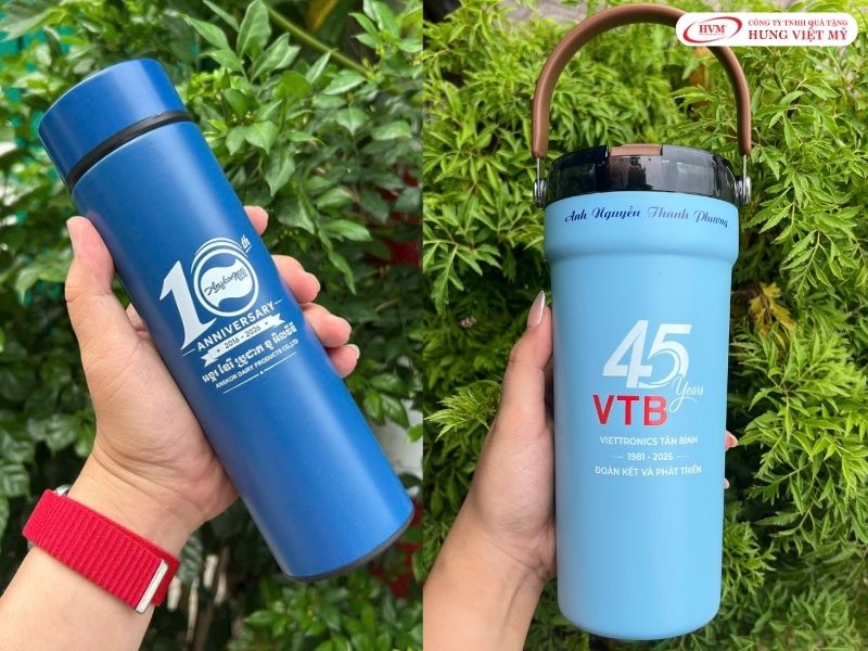 Bình giữ nhiệt inox 304 in logo sắc nét chăm sóc sức khỏe nhân viên mỗi ngày.