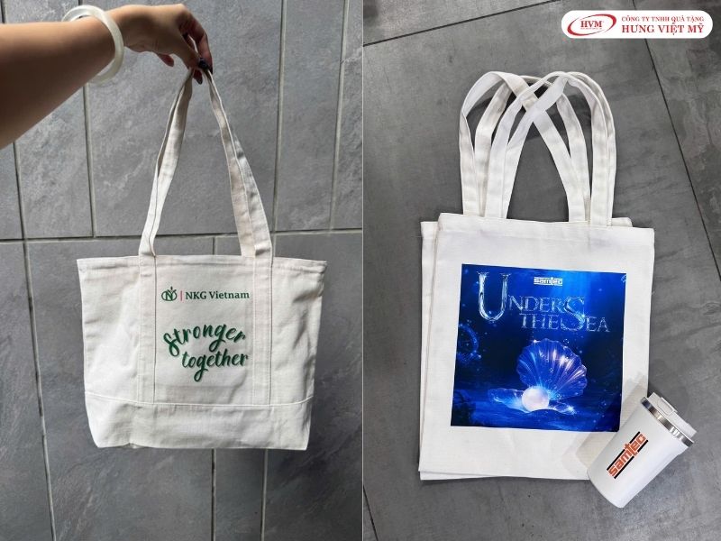 Túi vải canvas phong cách trẻ trung in thông điệp đêm tiệc, lựa chọn quà tặng Year End Party ý nghĩa và thân thiện.