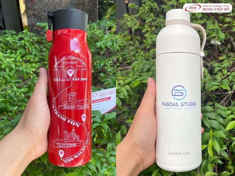 Bình giữ nhiệt inox 304 in logo làm quà tặng ngành dược phẩm dùng trong ca trực