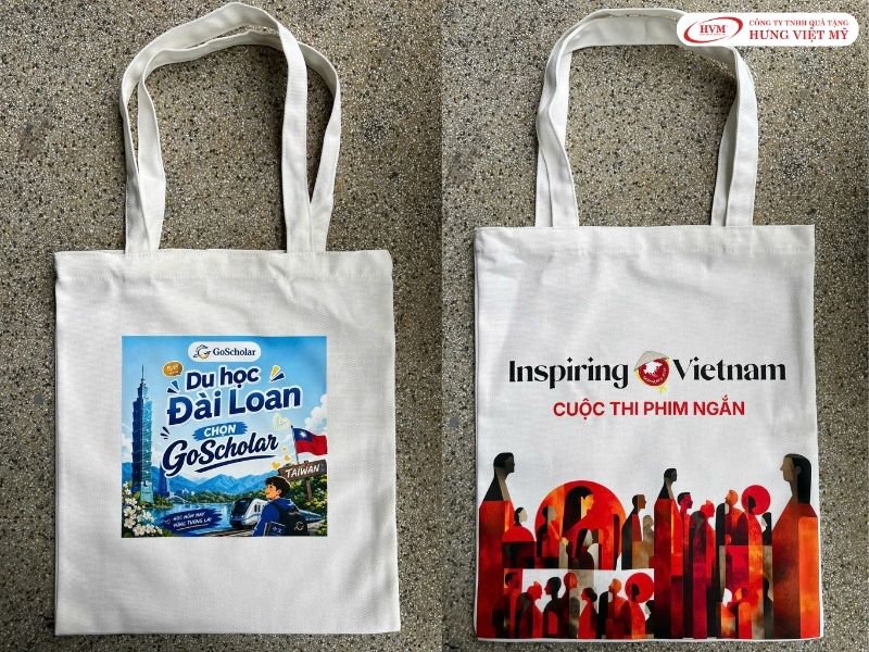 Túi vải canvas in logo tiện dụng, là món quà tặng du lịch thân thiện với môi trường.