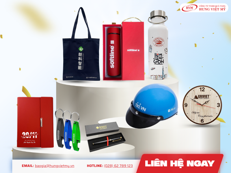 C&ocirc;ng ty qu&agrave; tặng doanh nghiệp Hưng Việt Mỹ cung cấp đa dạng c&aacute;c sản phẩm in logo gi&aacute; rẻ tại xưởng TPHCM.