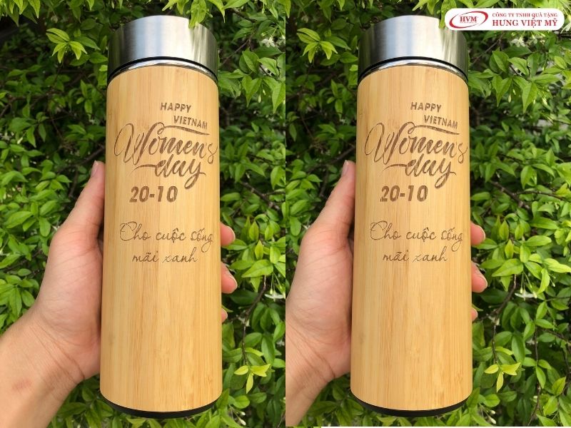 B&igrave;nh giữ nhiệt vỏ tre qu&agrave; tặng doanh nghiệp tinh tế t&ocirc;n vinh nữ nh&acirc;n vi&ecirc;n v&agrave; kh&aacute;ch h&agrave;ng nữ.