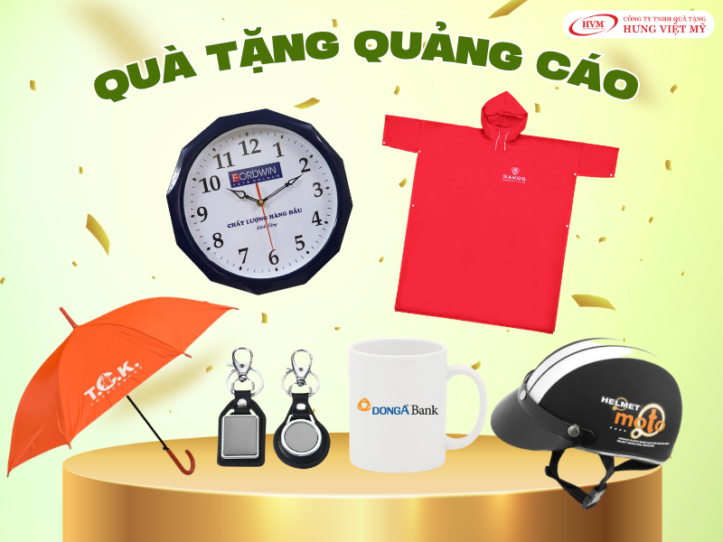 Bộ qu&agrave; tặng quảng c&aacute;o bao gồm n&oacute;n bảo hiểm, &aacute;o mưa, ly sứ,... gi&aacute; rẻ in nhận diện thương hiệu nổi bật