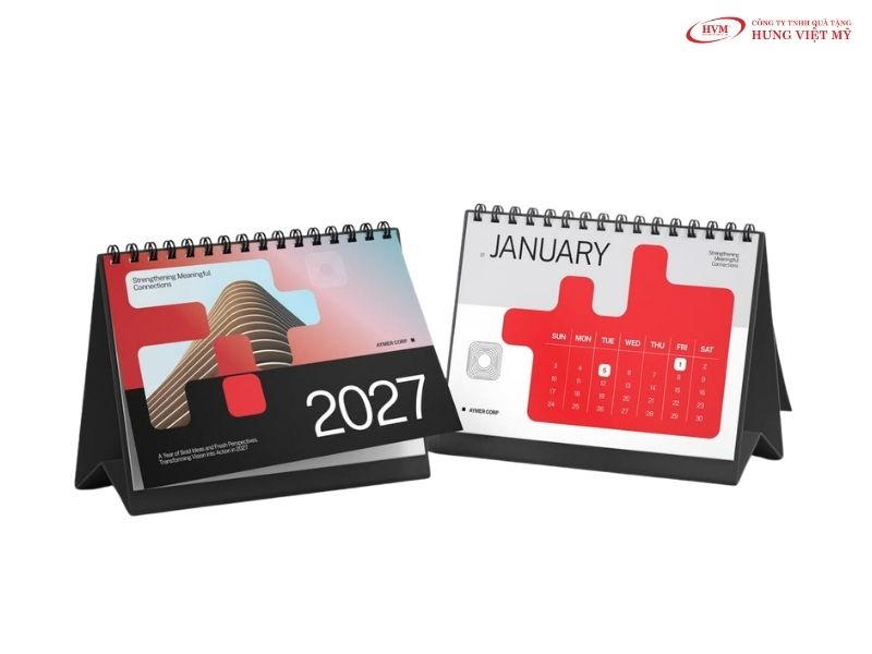 Lịch để bàn chữ A thiết kế riêng, món quà tặng sự kiện in logo đồng hành suốt năm cùng nhân sự văn phòng.