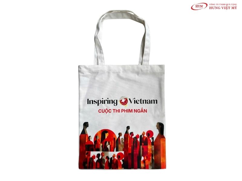 Túi vải canvas in logo làm quà tặng cho hội nghị khách hàng, tiện đựng tài liệu